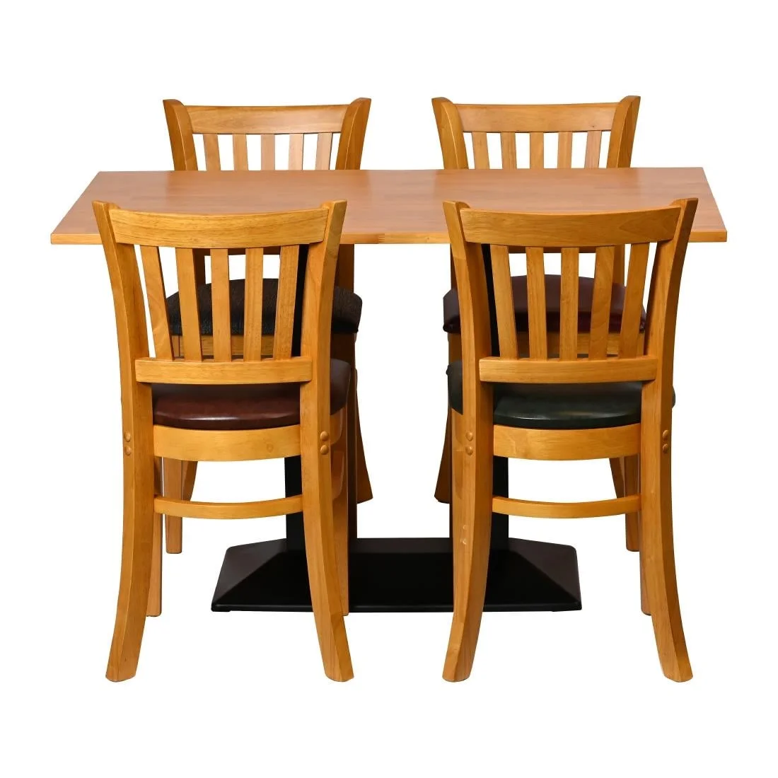 Turin Dining Table with 4 Manhattan Chairs in Soft Oak with Bison Bordeaux - Image 2