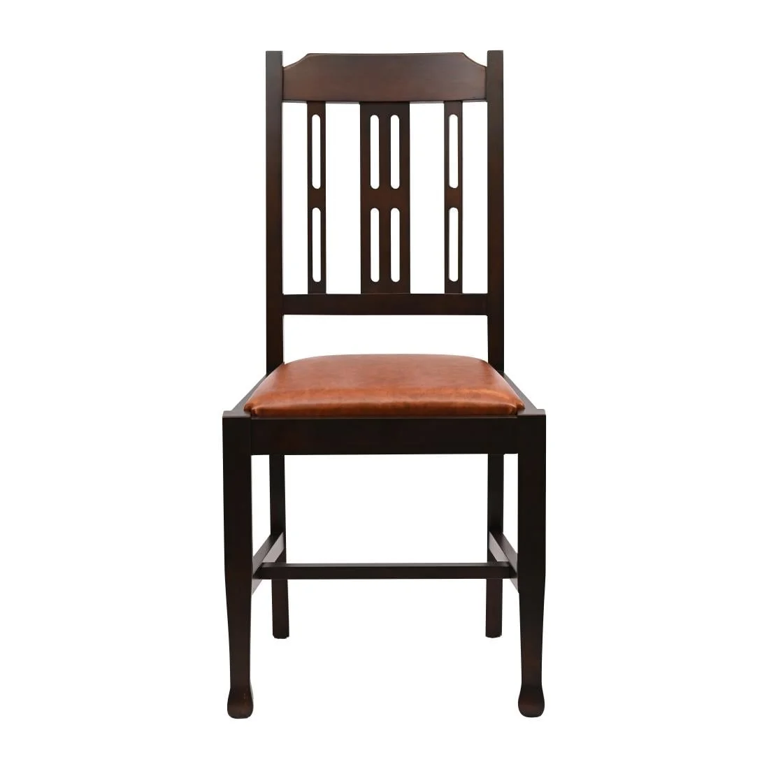 Lattice Back Dining Chairs in Dark Walnut with Bison Tan Seat (6 Pack) - Image 3