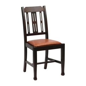 Lattice Back Dining Chairs in Dark Walnut with Bison Tan Seat (6 Pack)