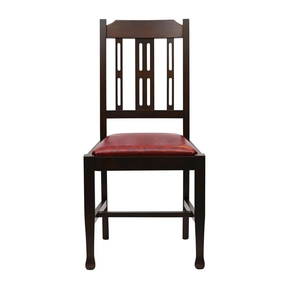Lattice Back Dining Chairs in Dark Walnut with Bison Bordeaux Seat (6 Pack) - Image 3