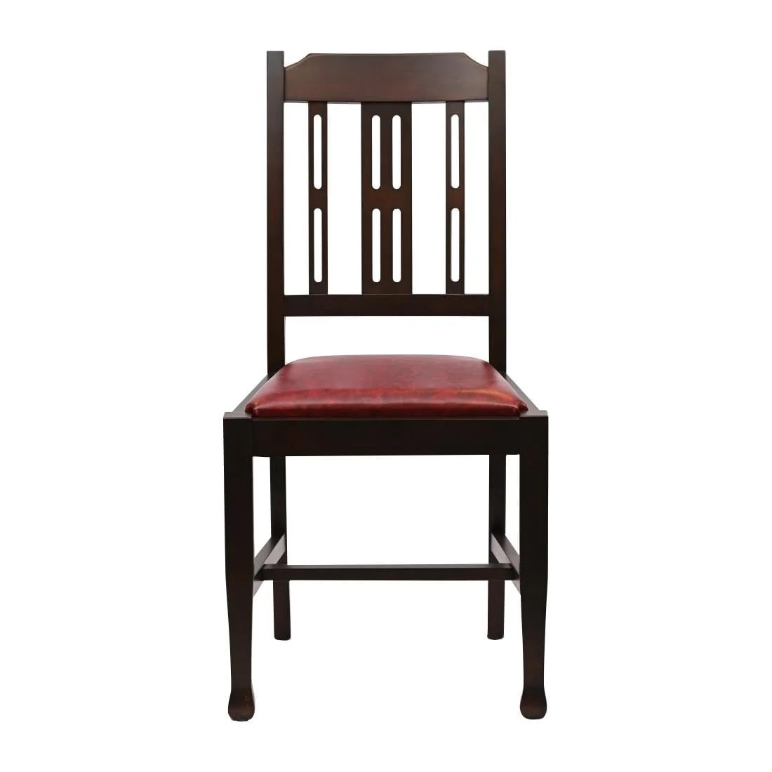 Lattice Back Dining Chairs in Dark Walnut with Bison Bordeaux Seat (6 Pack) - Image 3