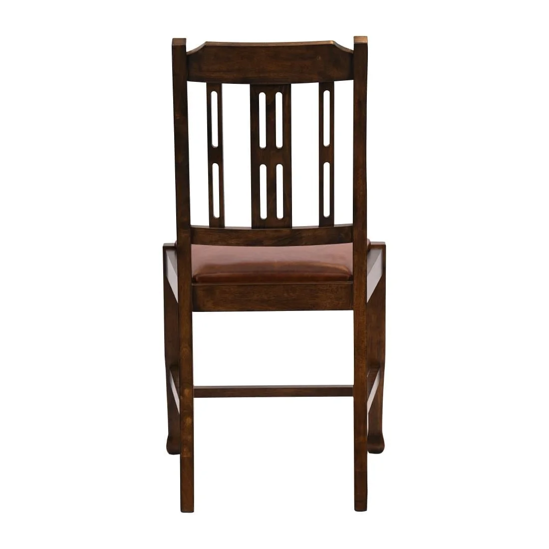 Lattice Back Dining Chairs in Vintage Wood with Bison Tan Seat (6 Pack) - Image 2