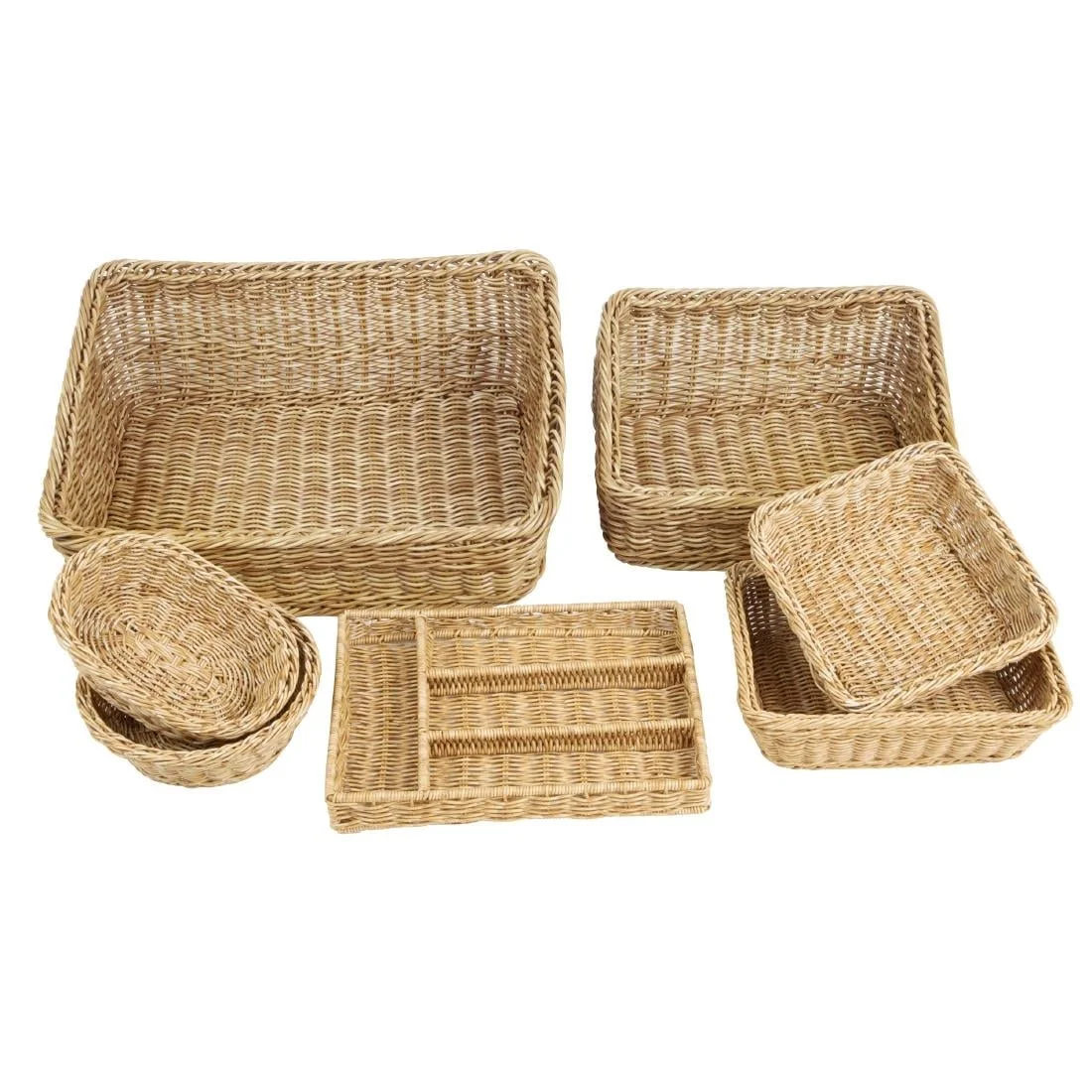 Olympia Polywicker Rectangular Basket Light Brown 300x230mm - Image 4