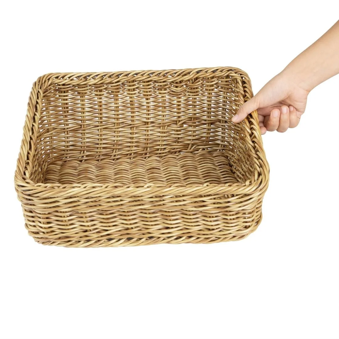 Olympia Polywicker Rectangular Display Basket Light Brown 360x300mm - Image 5