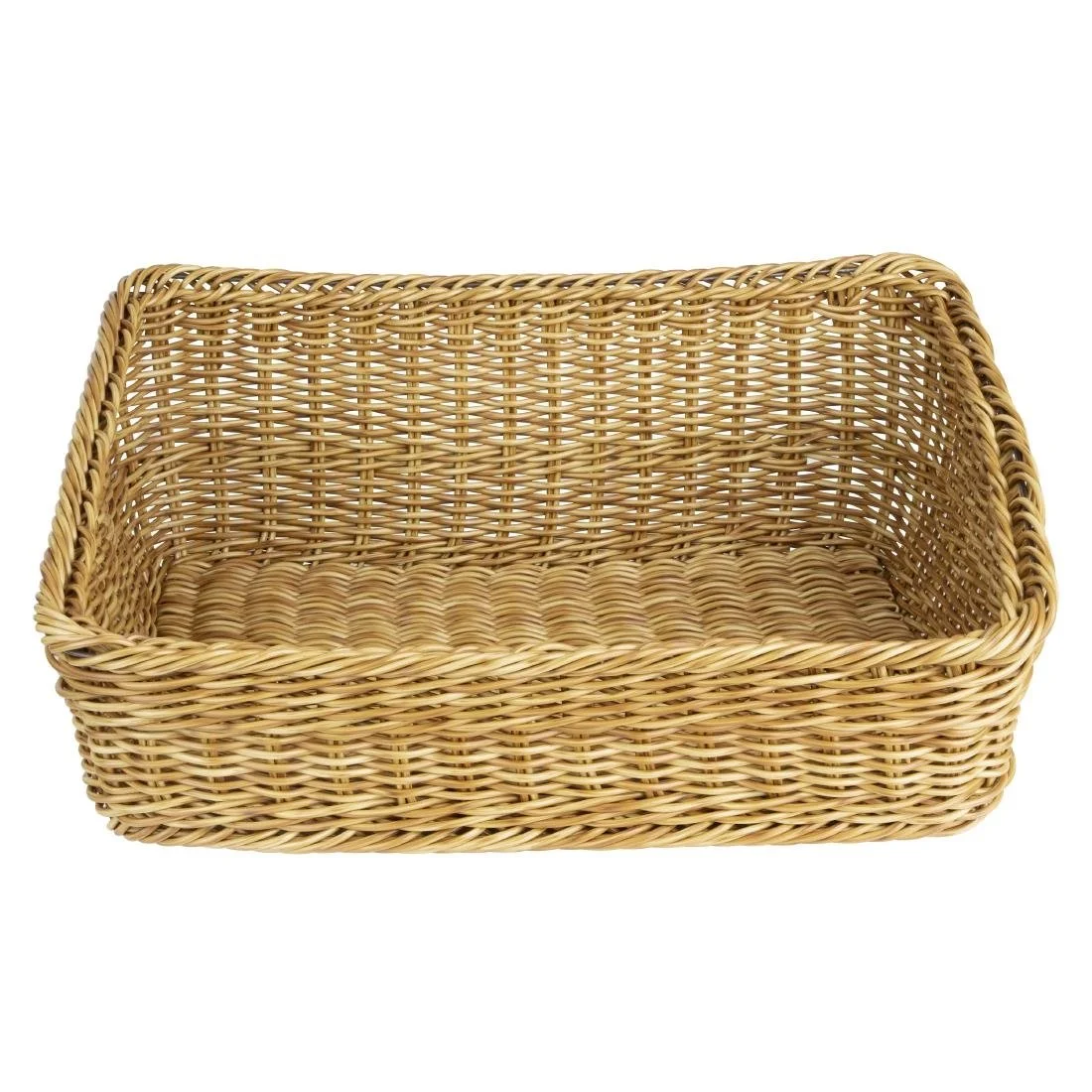 Olympia Polywicker Rectangular Display Basket Light Brown 525x385mm - Image 1