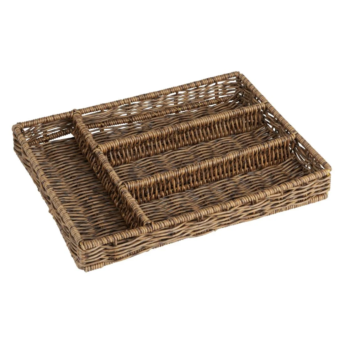 Olympia Polywicker Cutlery Organiser Dark Brown 340x250mm - Image 2