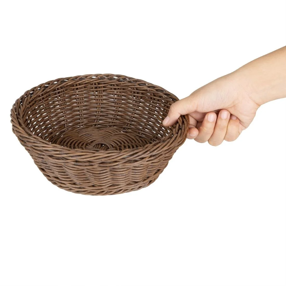 Olympia Polywicker Round Basket Dark Brown 220mm - Image 5
