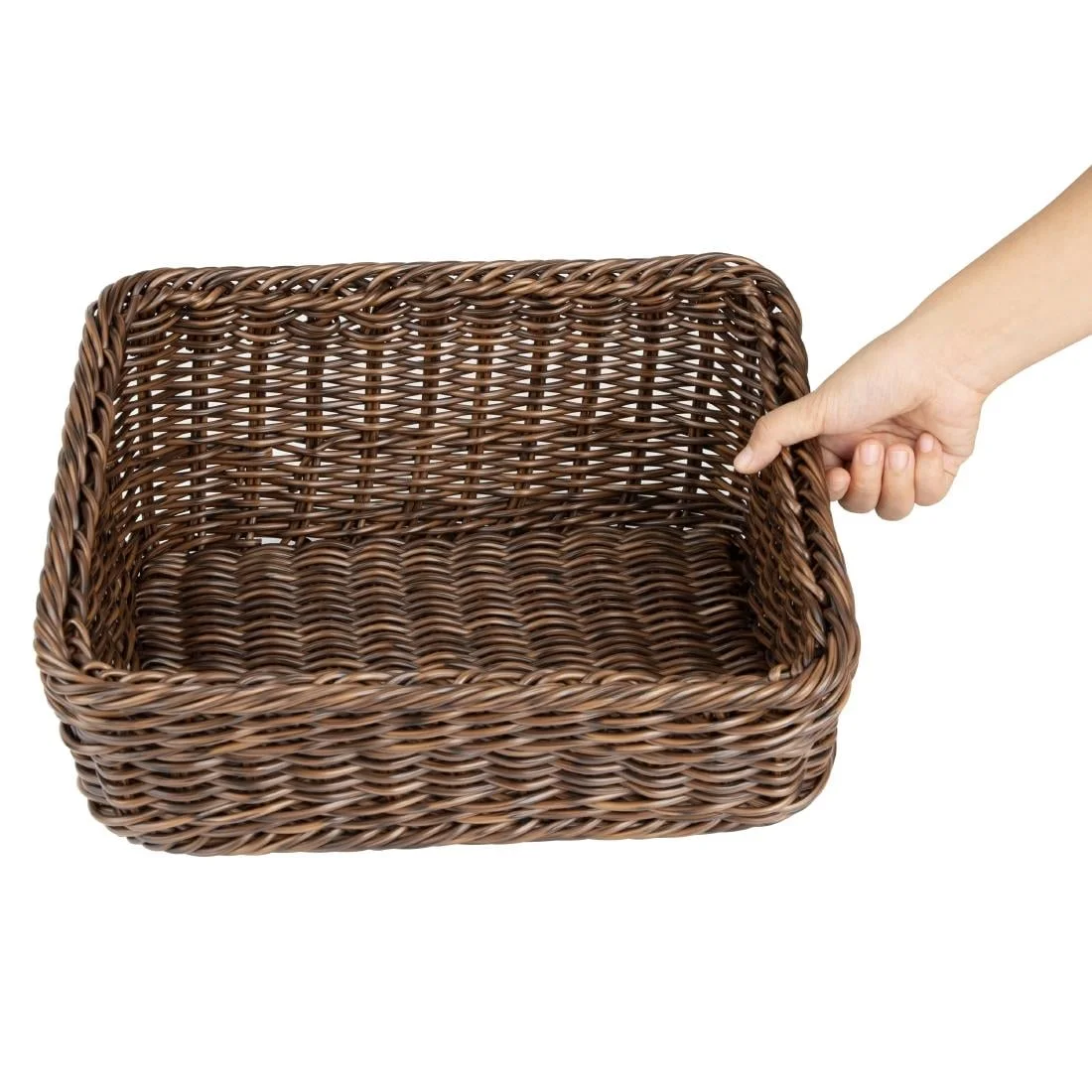 Olympia Polywicker Rectangular Display Basket Dark Brown 360x300mm - Image 5