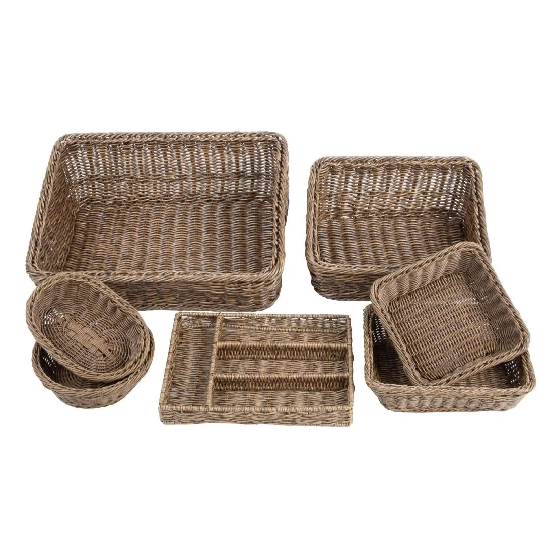 Olympia Polywicker Rectangular Display Basket Dark Brown 525x385mm - Image 4