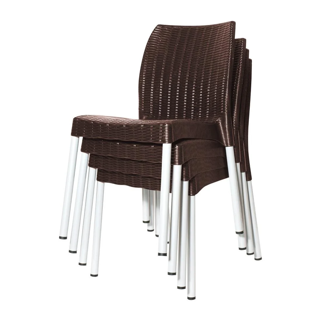 Bolero Elements Polypropylene Rattan Side Chairs Dark Brown (4 Pack) - Image 7