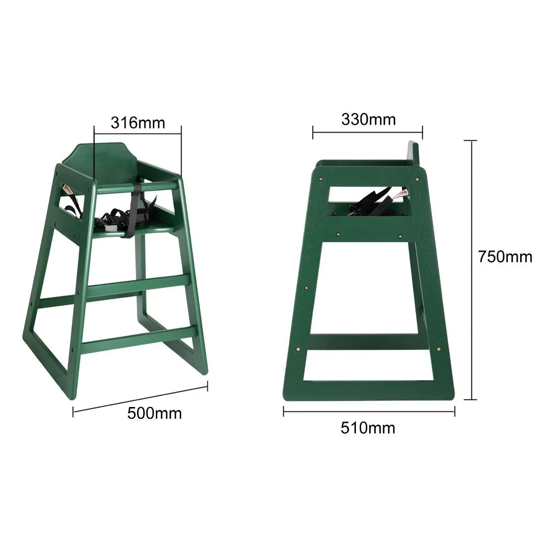 Bolero Wooden Highchair Forest Green - Image 5