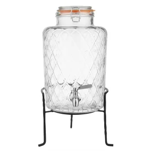 Olympia Geo Glass Clip-Top Drinks Dispenser with Wire Stand 8Ltr