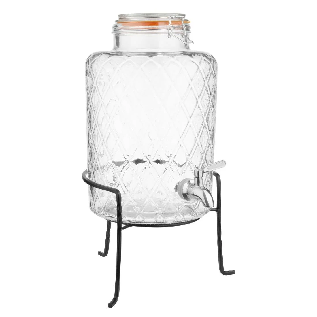 Olympia Geo Glass Clip-Top Drinks Dispenser with Wire Stand 8Ltr - Image 2