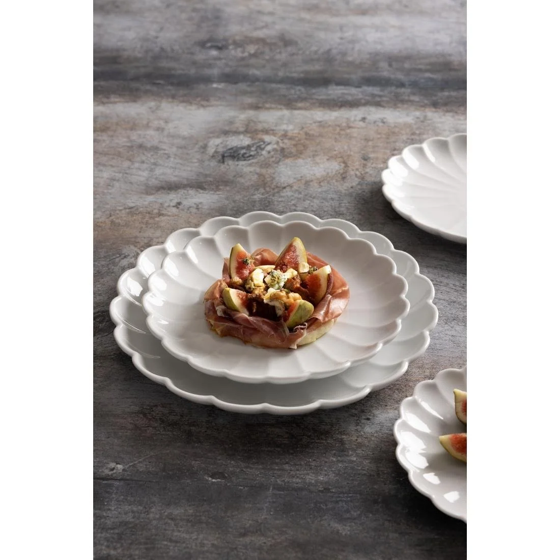 Olympia Bloom Scalloped Plates White 276mm (4 Pack) - Image 3