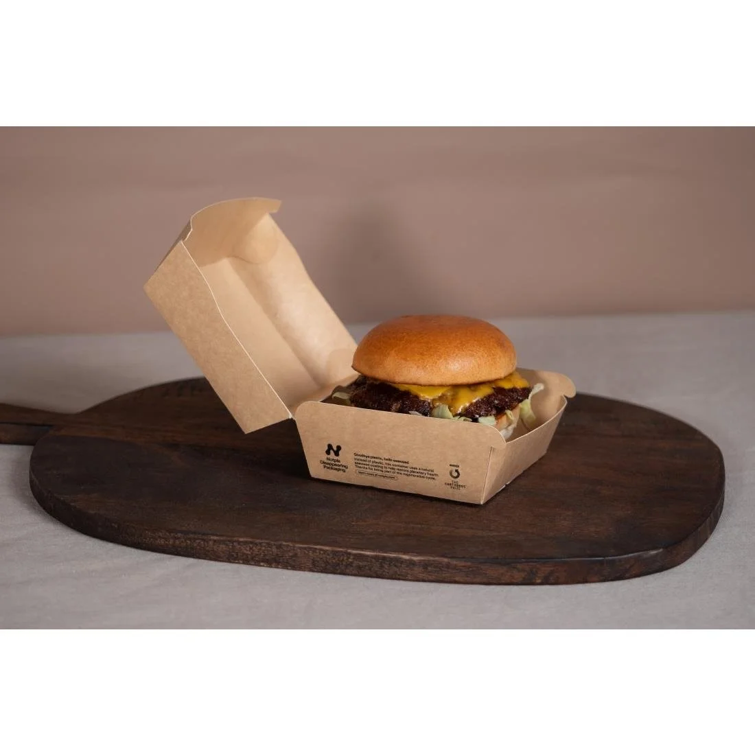 Notpla 6" Clamshell Burger Boxes - Kraft (300 Pack) - Image 2