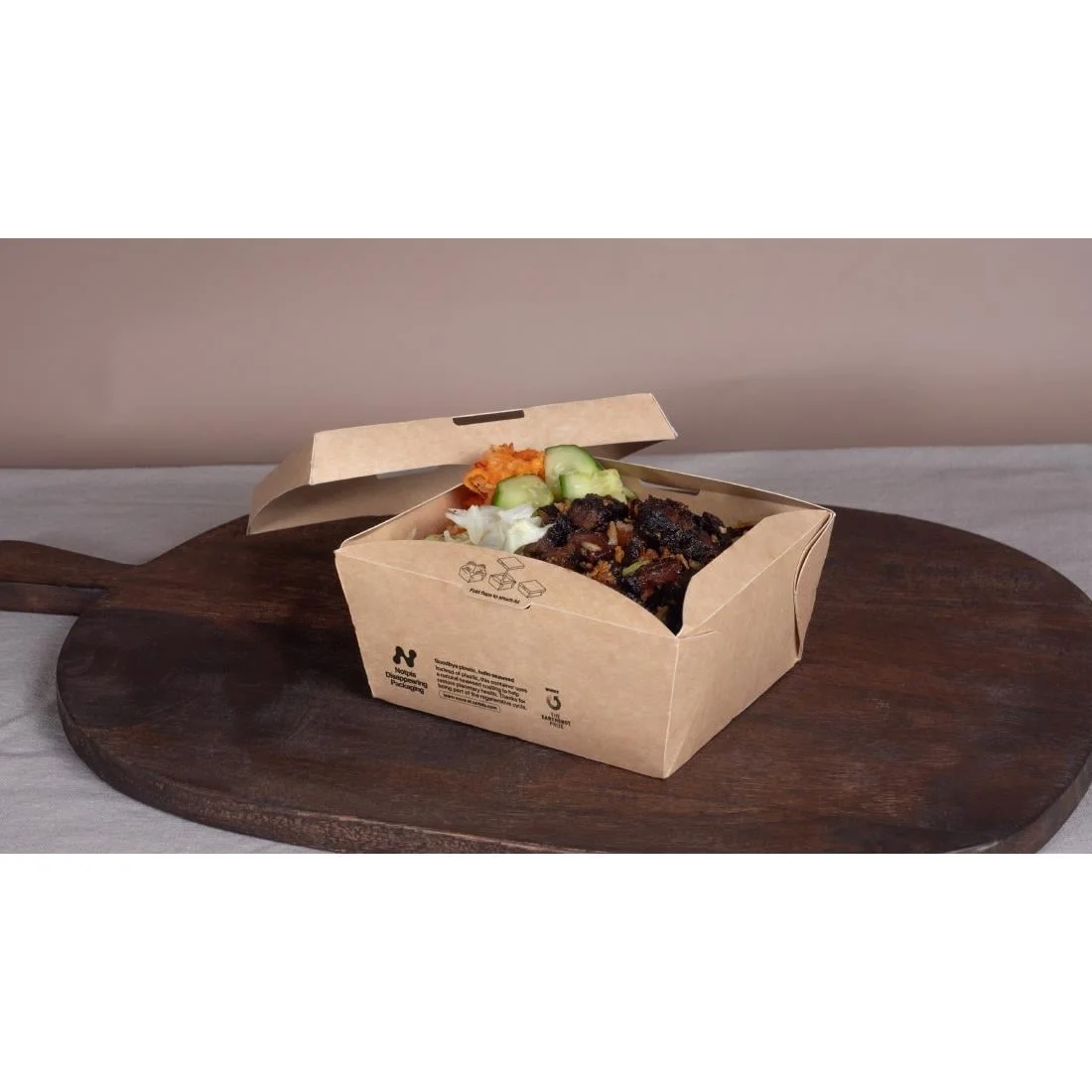 Notpla Clip & Close Food Boxes 800ml - Kraft (260 Pack) - Image 3