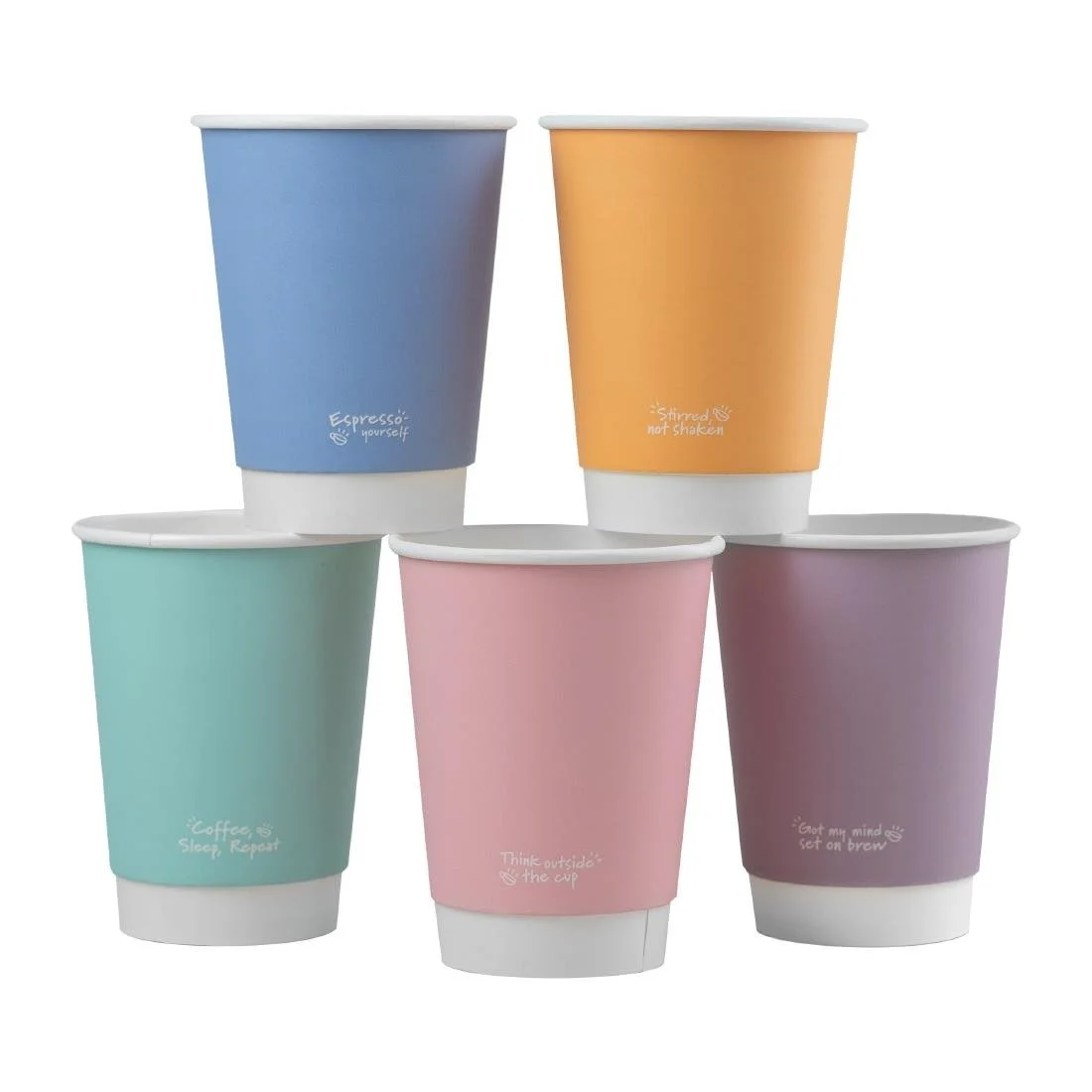 Vegware Feel Good Double Wall Pastel Hot Cups 12oz (500 Pack)
