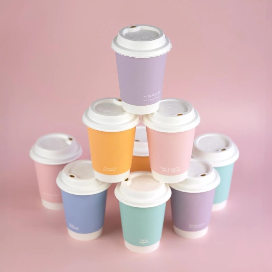 Vegware Feel Good Double Wall Pastel Hot Cups 12oz (500 Pack) - Image 2