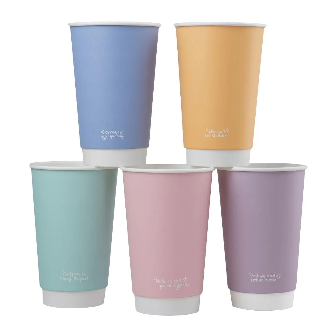 Vegware Feel Good Double Wall Pastel Hot Cups 16oz (400 Pack) - Image 1