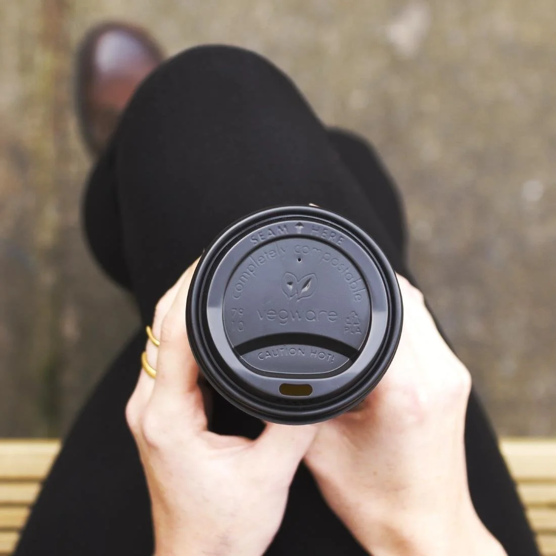 Vegware 79-Series CPLA Hot Cup Lids Black (1000 Pack) - Image 3