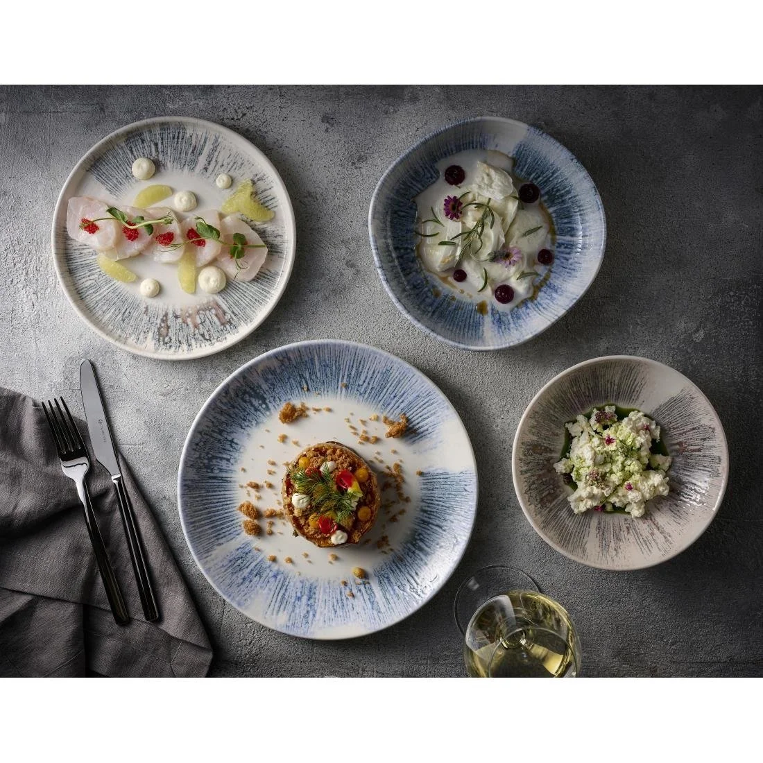 Churchill Lyra Blue Organic Walled Bowls 200mm (6 Pack) - Image 7