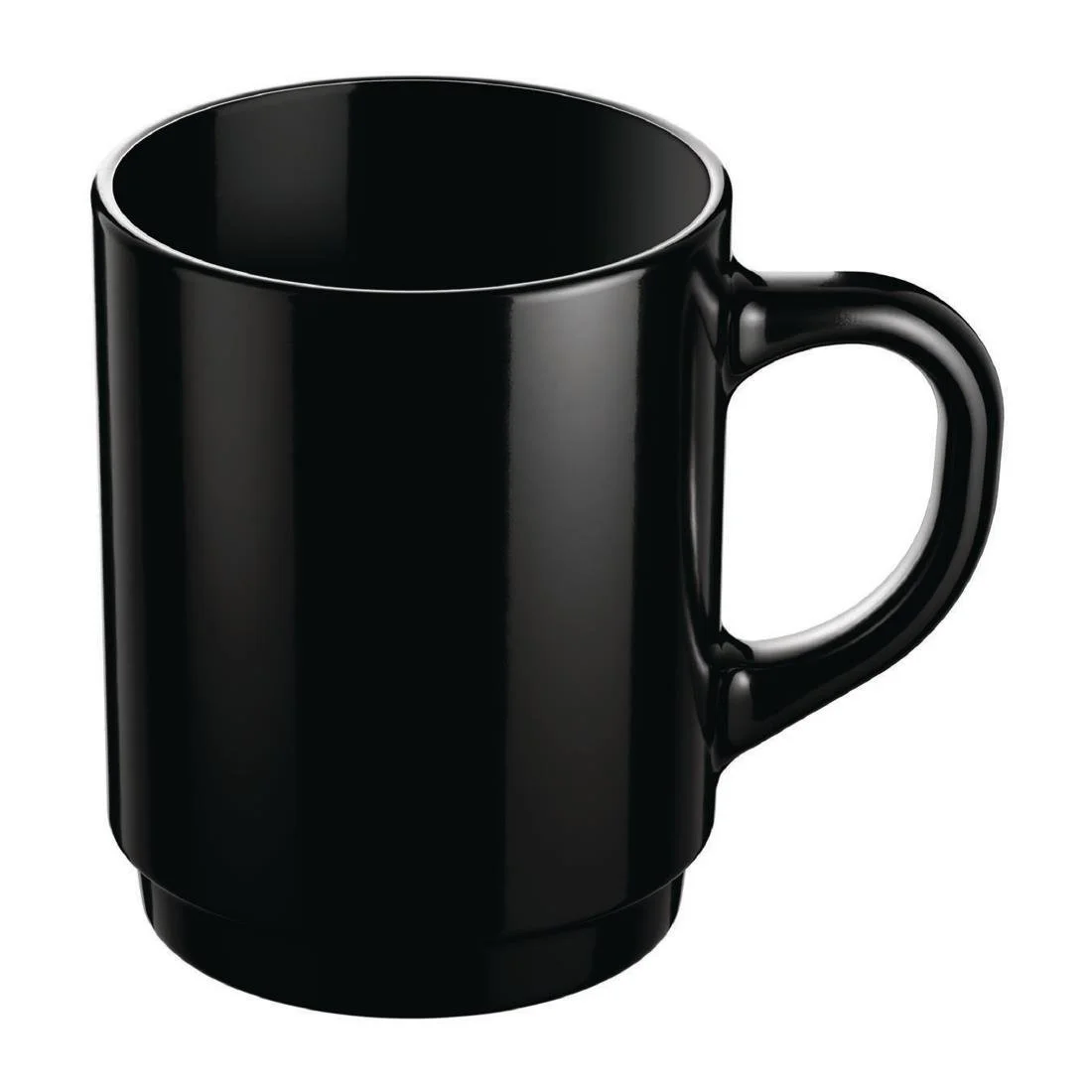 Arcoroc Opal Stackable Mugs Black 250ml (6 Pack)