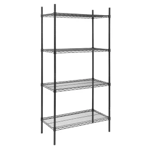 Nisbets Essentials Flat Pack 4 Shelf Unit Black Epoxy Coated