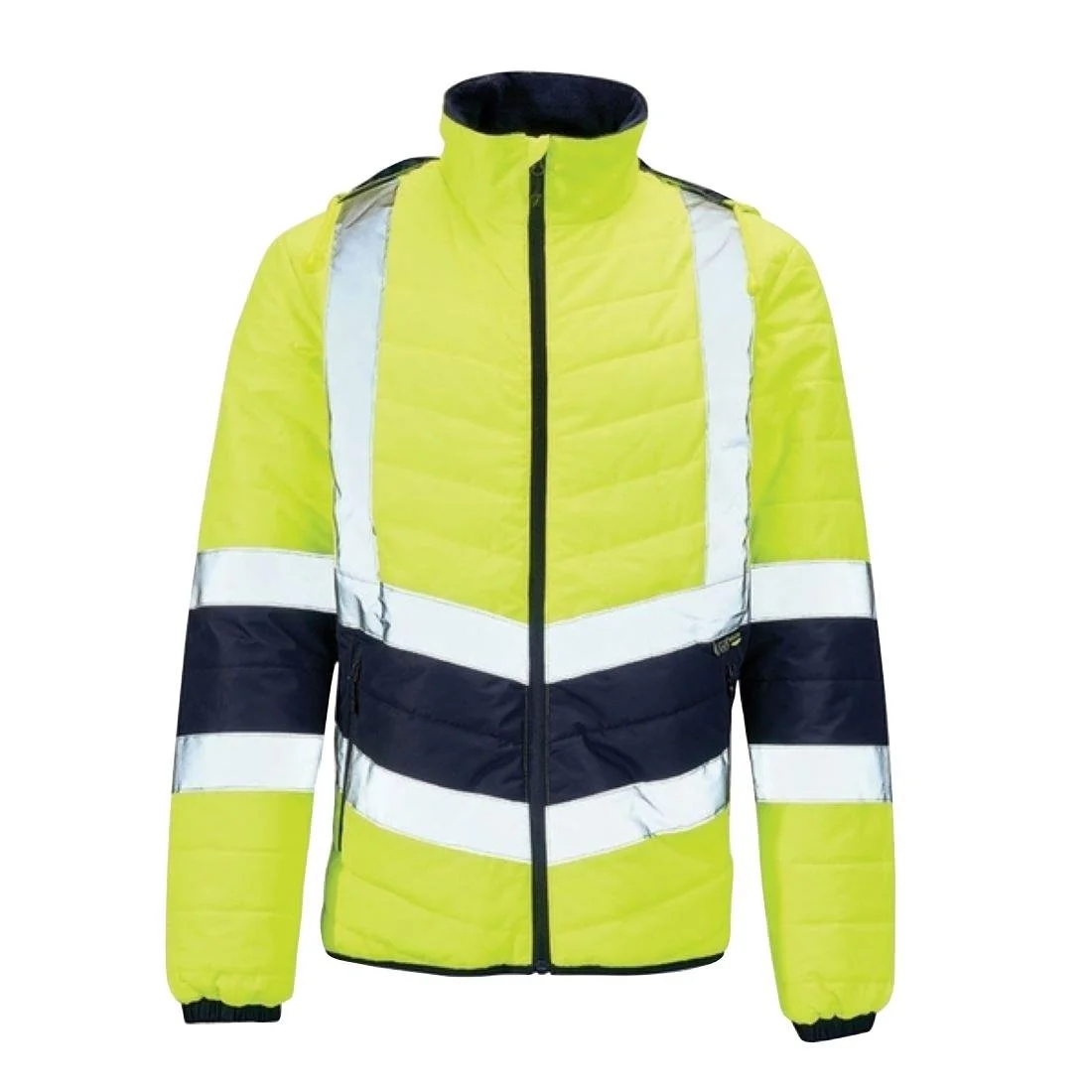 KeepSAFE Hi Vis Full Zip Puffer Jacket Two Tone Yellow/Navy