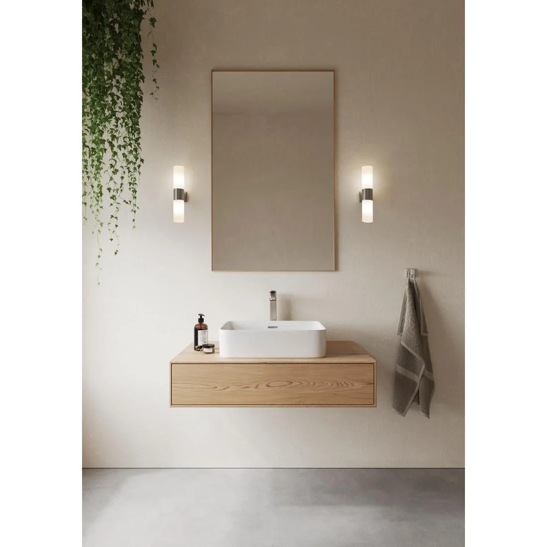 Nordlux Tangens Double Indoor Wall Light Brushed Steel - Image 2