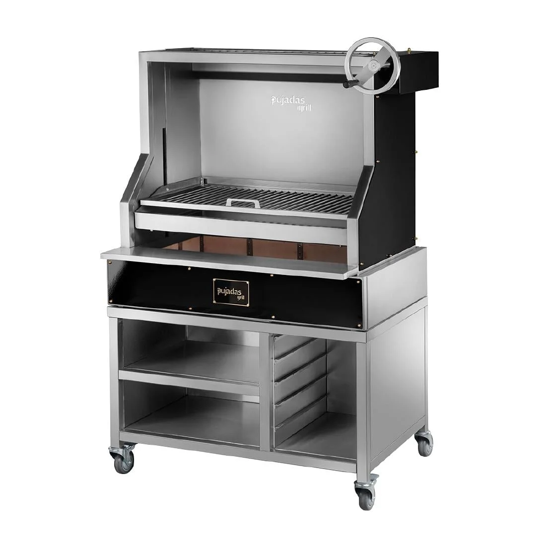 Pujadas Open Grill with Rod Bars and Mobile Cabinet 8581010B