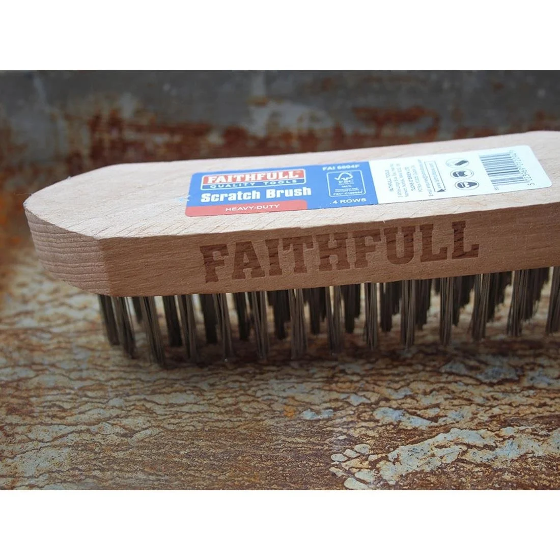 Faithfull Heavy Duty Wire Grill Brush 4 Row - Image 3