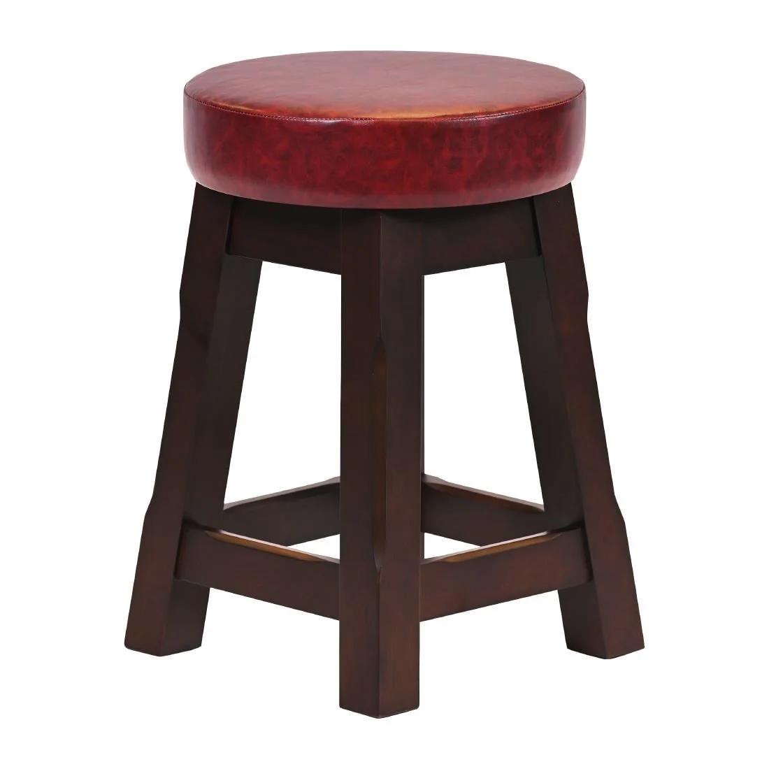 Everyday Wessex Dark Walnut Low Stool with Bison Bordeaux Seat (2 Pack) - Image 2