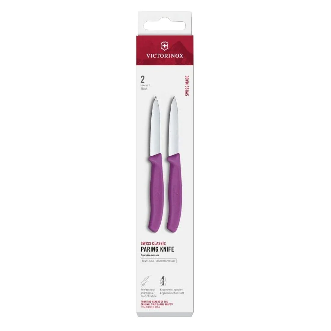Victorinox Swiss Classic Paring Knife Straight Pointed Purple 19cm ( 2 Pack) - Image 2