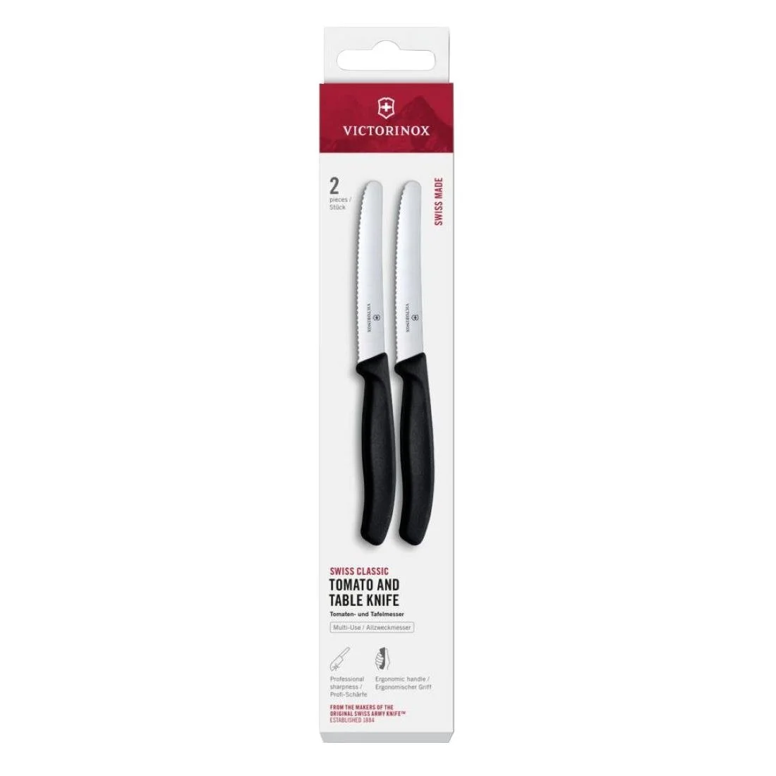 Victorinox Swiss Classic Tomato & Table Knife Wavy Black 22cm ( 2 Pack) - Image 2