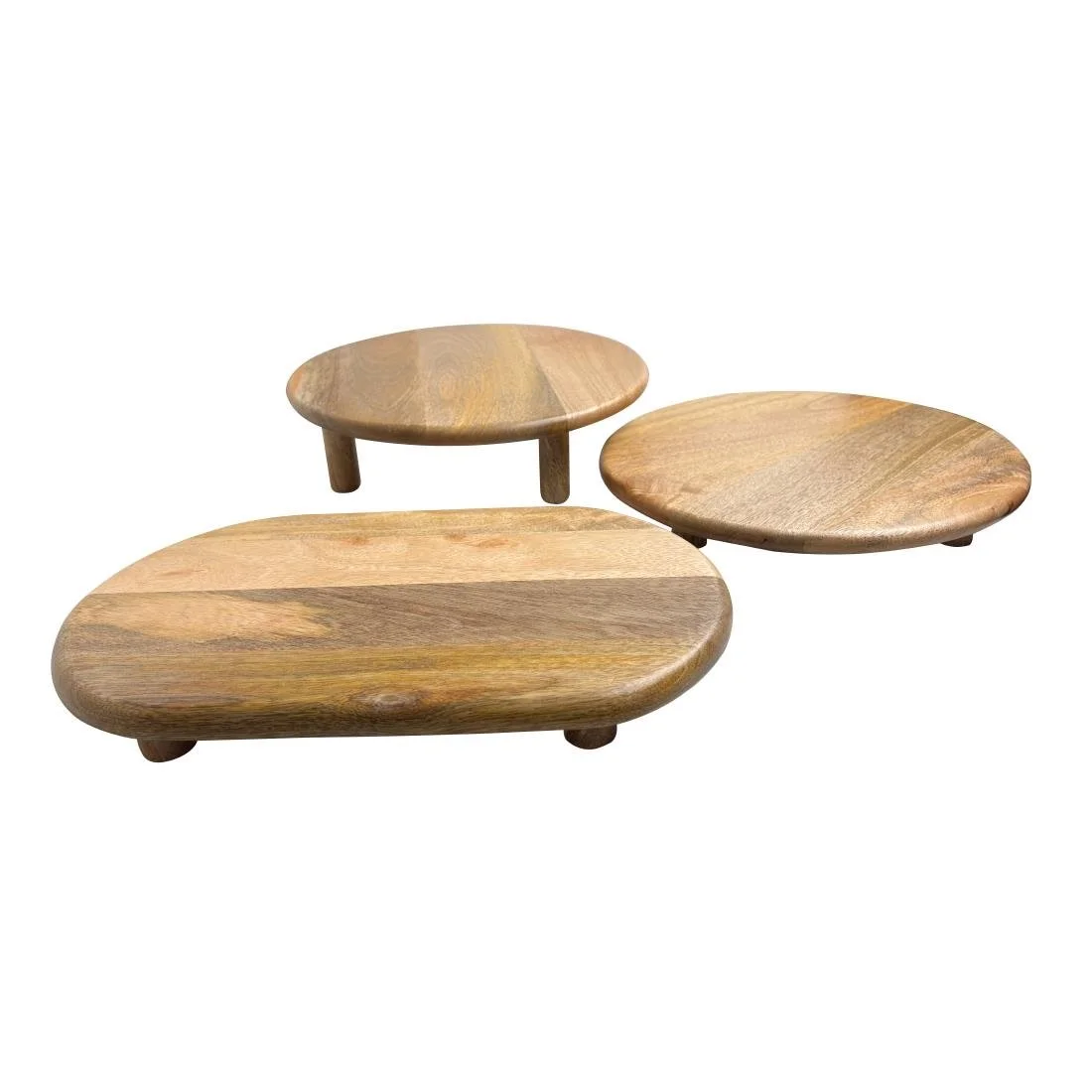Olympia Mango Wood Rounded Rectangular Display Stand with Legs 350x220mm - Image 3