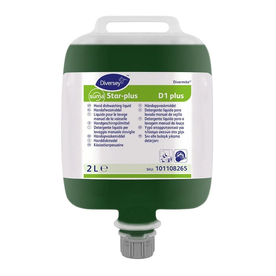 Diversey Suma Star-Plus D1 Divermite Dishwashing Liquid 2Ltr