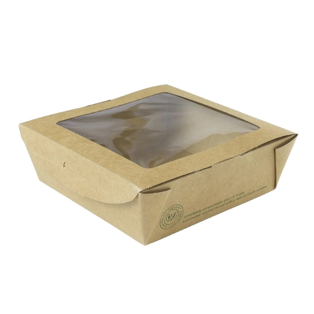 Vegware Salad Boxes with Window Kraft Medium 650ml (300 Pack)