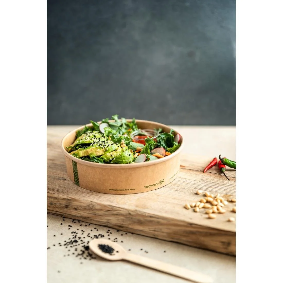 Vegware 185-Series Bon Appetit Kraft Food Bowls 26oz (300 Pack) - Image 2