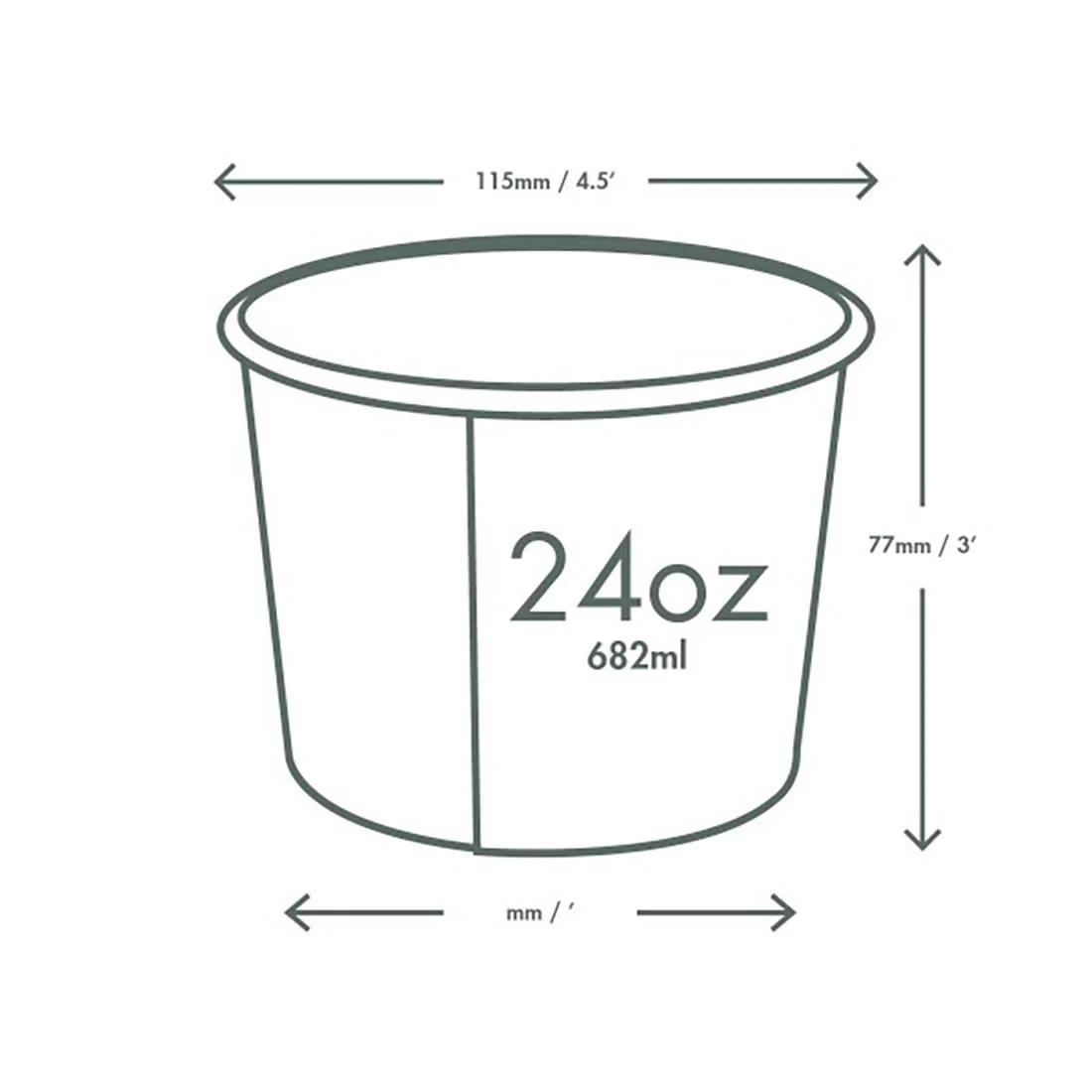 Vegware Soup Containers Green Tree 115-Series 682ml (500 Pack) - Image 3