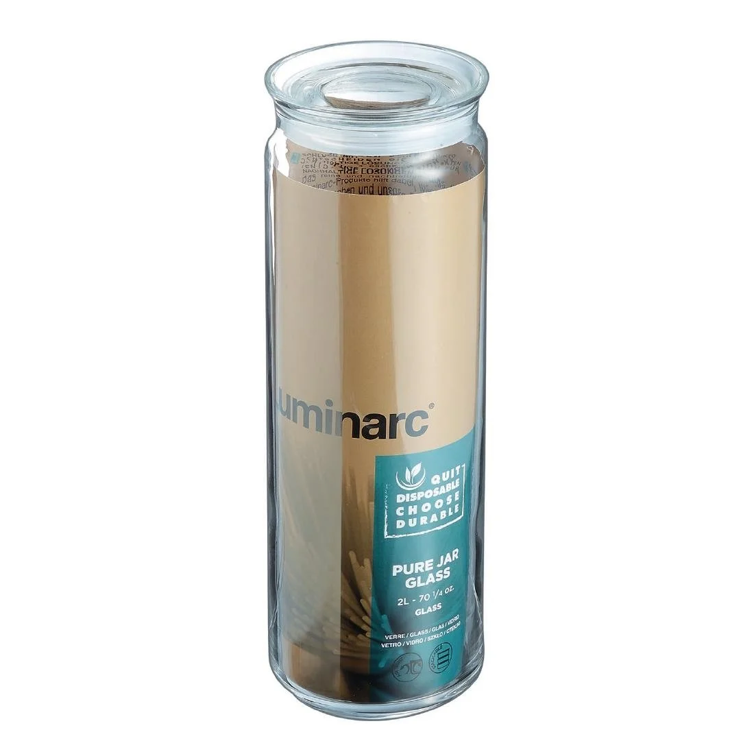 Luminarc Pure Spaghetti Jars with Glasses Lids 2Ltr (6 Pack) - Image 2