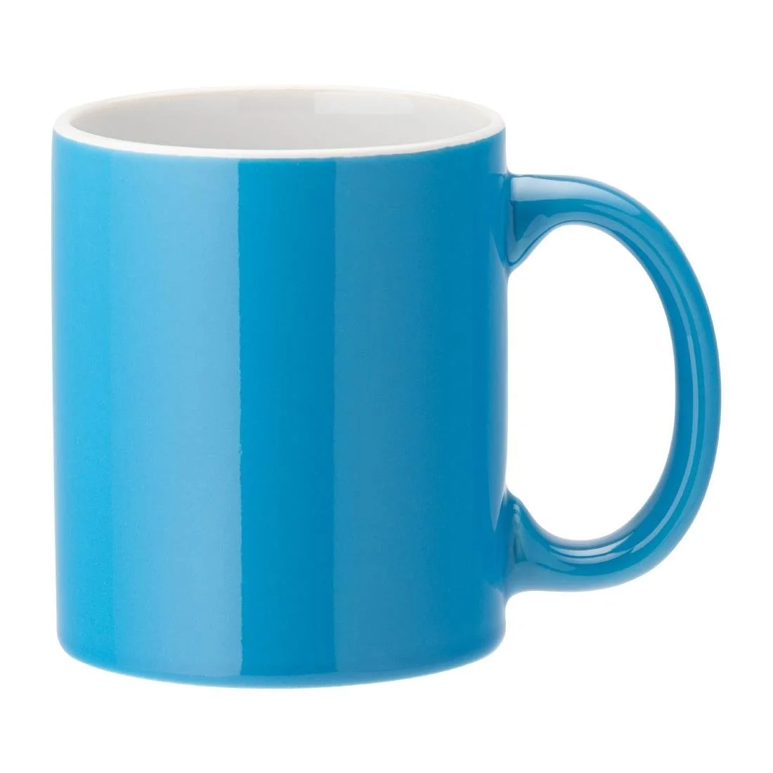 Utopia Pure White Straight-Sided Mugs Blue 340ml (12 Pack)