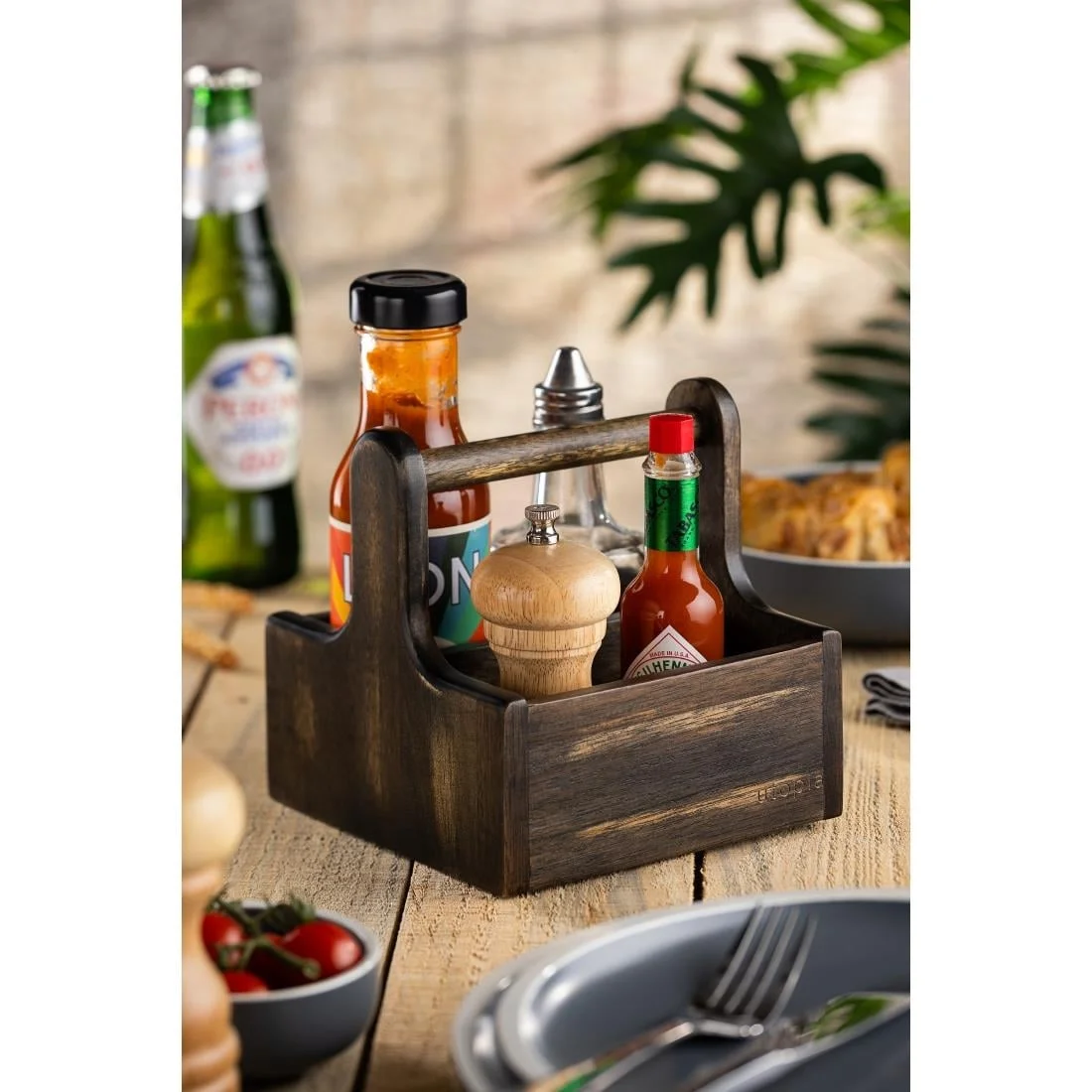 Utopia Small Wooden Table Caddy Black (2 Pack) - Image 2