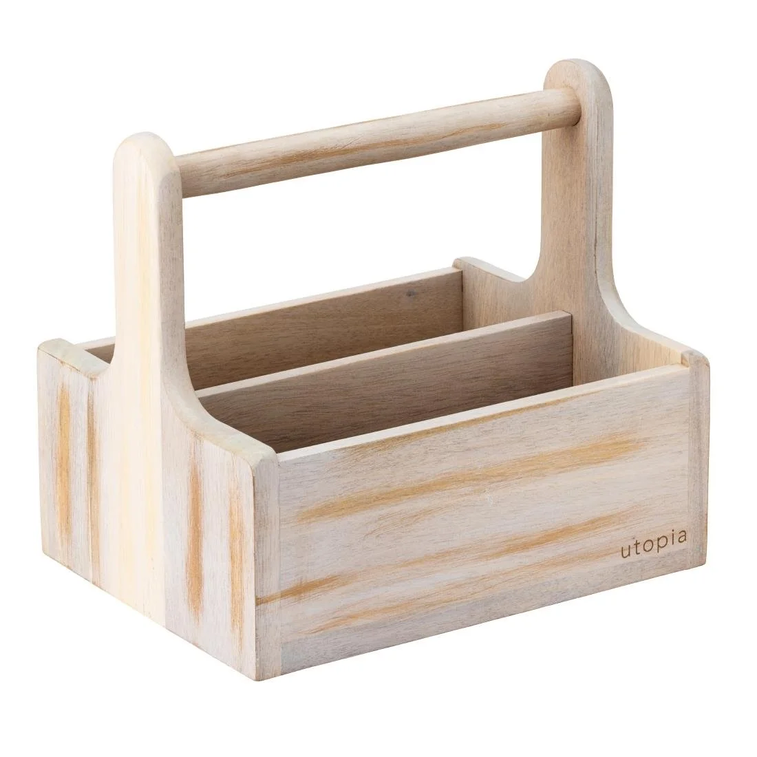 Utopia Medium Wooden Table Caddy White (2 Pack) - Image 1