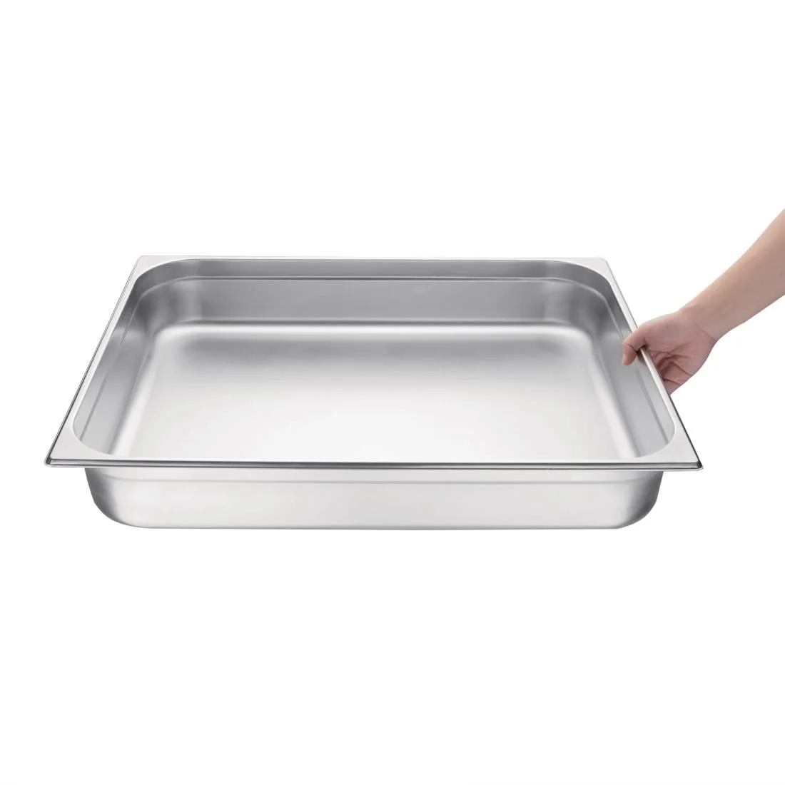 Vogue Stainless Steel 2/1 Double Size Gastronorm Pan 100mm - Image 6