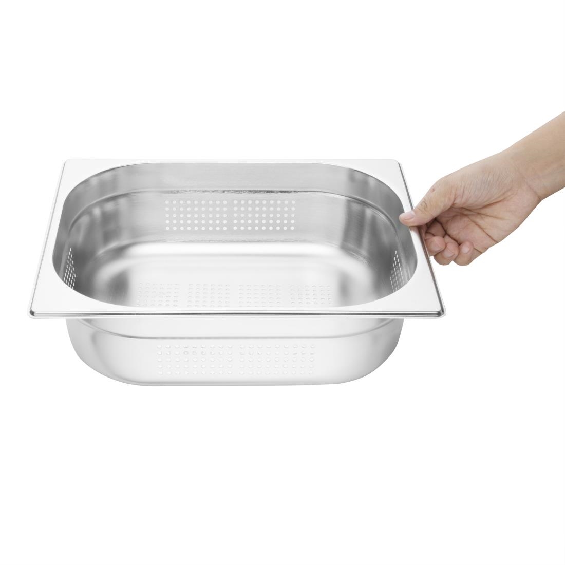 Vogue Stainless Steel Perforated 1/2 Gastronorm Pan 100mm
