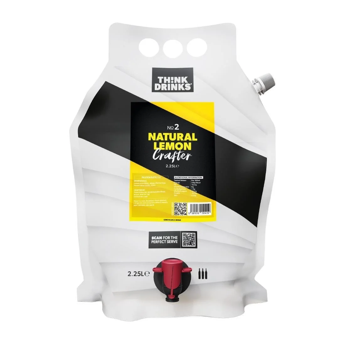 Think Drinks Natural Lemon Juice 2.25Ltr (2 pack)