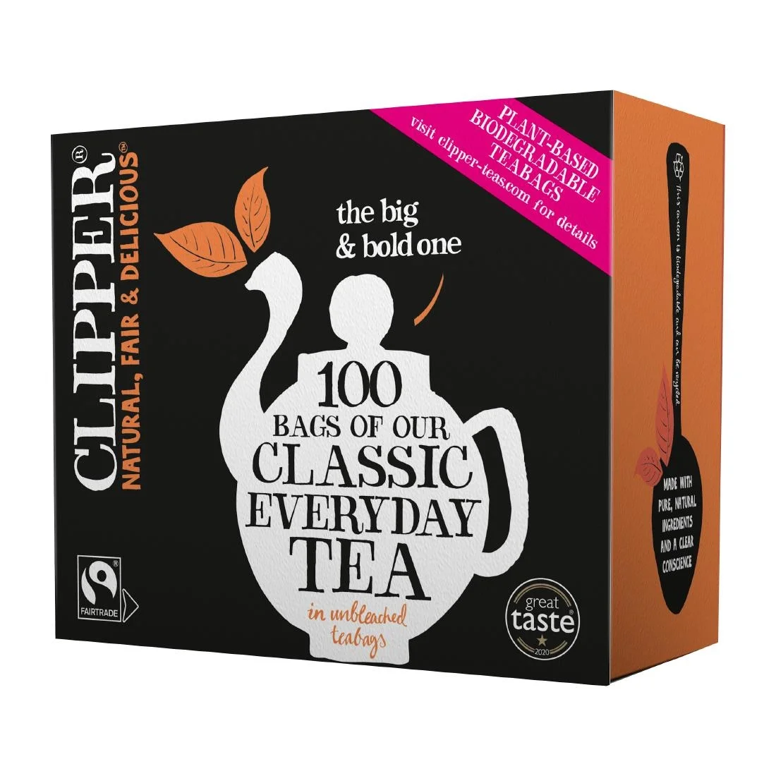 Clipper Fairtrade Classic Everyday Black String and Tag Teabags (100 Pack)