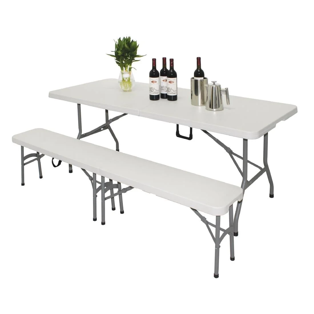Bolero Rectangular Centre Folding Table 6ft White - Image 5