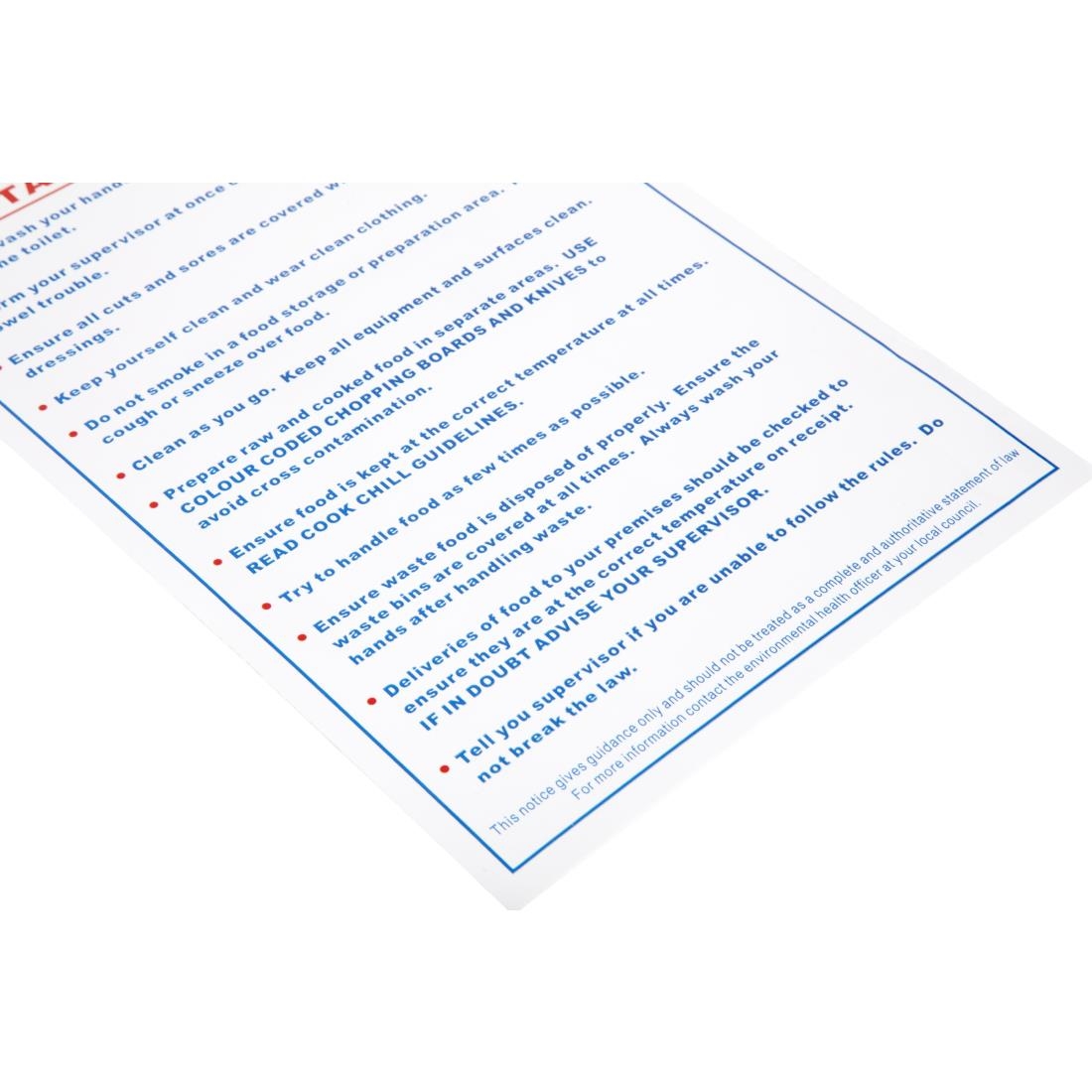 Vogue Food Safety Act 1995 Guidance Sign