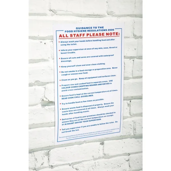 Vogue Food Safety Act 1995 Guidance Sign
